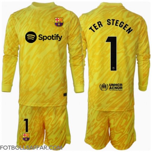 Barcelona Ter Stegen #1 Målvakt Hemmadräkt Barn 2024-25 Långärmad (+ Korta byxor)
